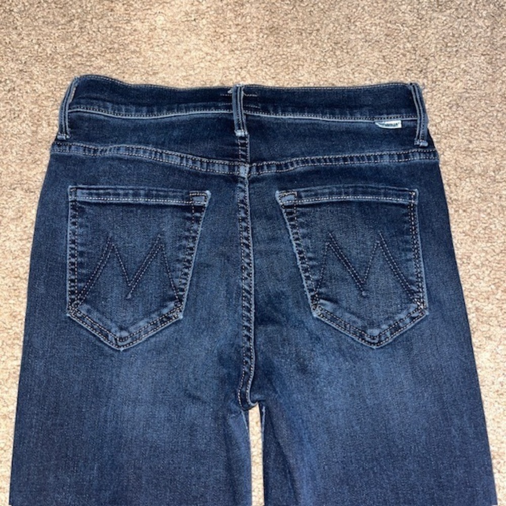 MOTHER The Stunner Zip Two Step Fray Skinny Jeans Last Call Dark Wash 25 - Picture 7 of 11